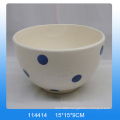 Handpainting ceramic dolomites bowl with white dot for kitchen
